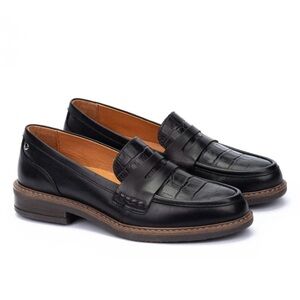 Pikolinos Aldaya W8J Slip-On Leather Loafers Size 40 Black